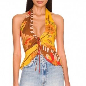 Free People Hot Tropics Tank in Mango Combo Small